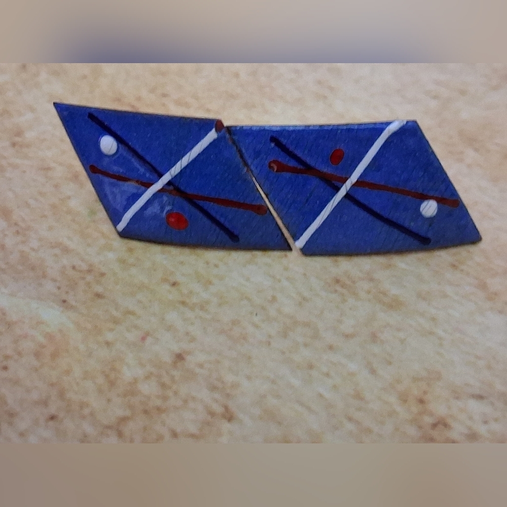 Mens Copper Enameled Mid Century Abstract Cufflinks
